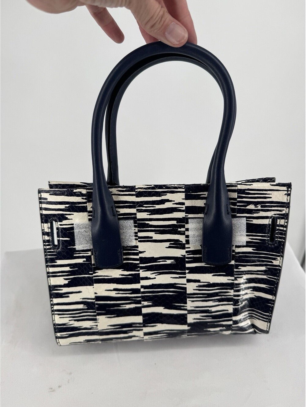 Tory Burch purse womens  gemini link snake small tote navy space dye designer - Picture 3 of 6